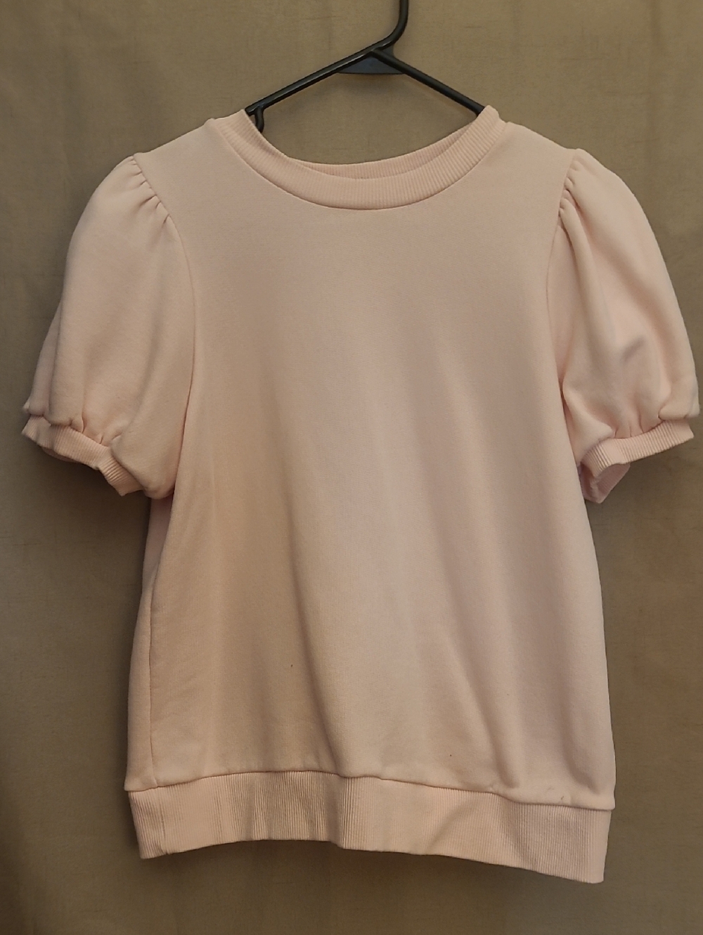 Women's Puff Sleeve Crewneck Top in Light Pink